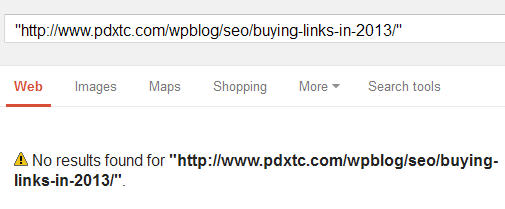 URL is not found at Google
